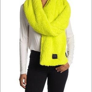 Ugg oversized faux shearling scarf in bright neon yellow